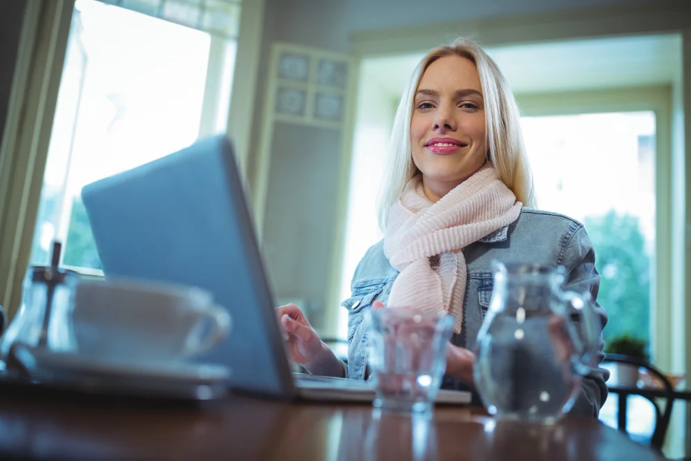 A woman using a computer